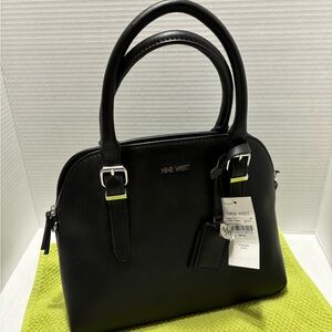 NWT - Nine West Dome Handbag Purse w/ Handles and Shoulder Strap - Black